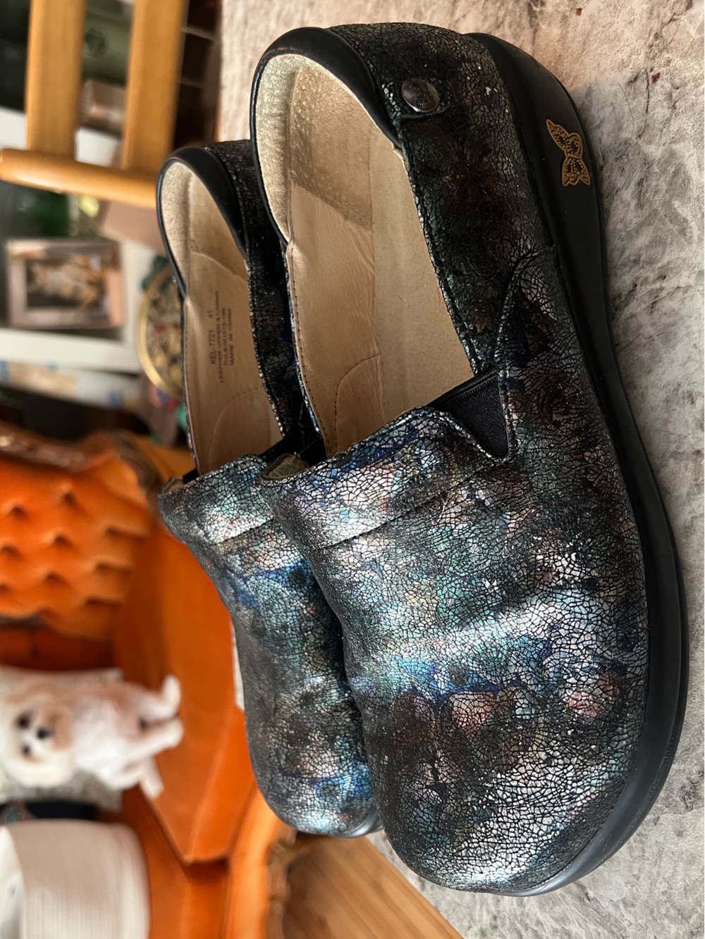 Alegria Brenna Moon Shadow Iridescent Slip On Clogs